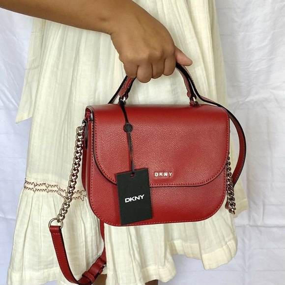 FELICA by DKNY Large top handle leather crossbody New W/ Tag - Picture 3 of 4